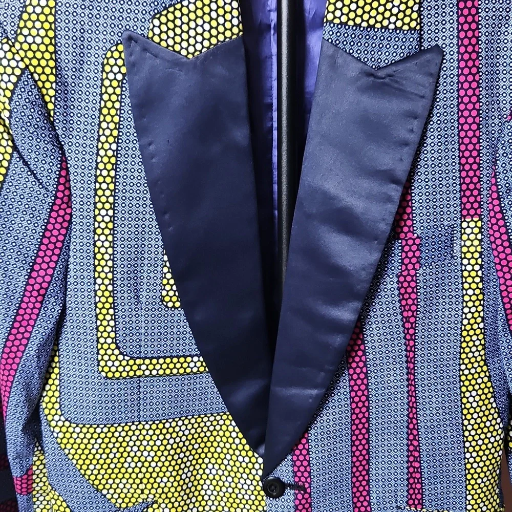 HANDMADE Slimfit Multicolor Blazer for Men - Picture 5 of 10